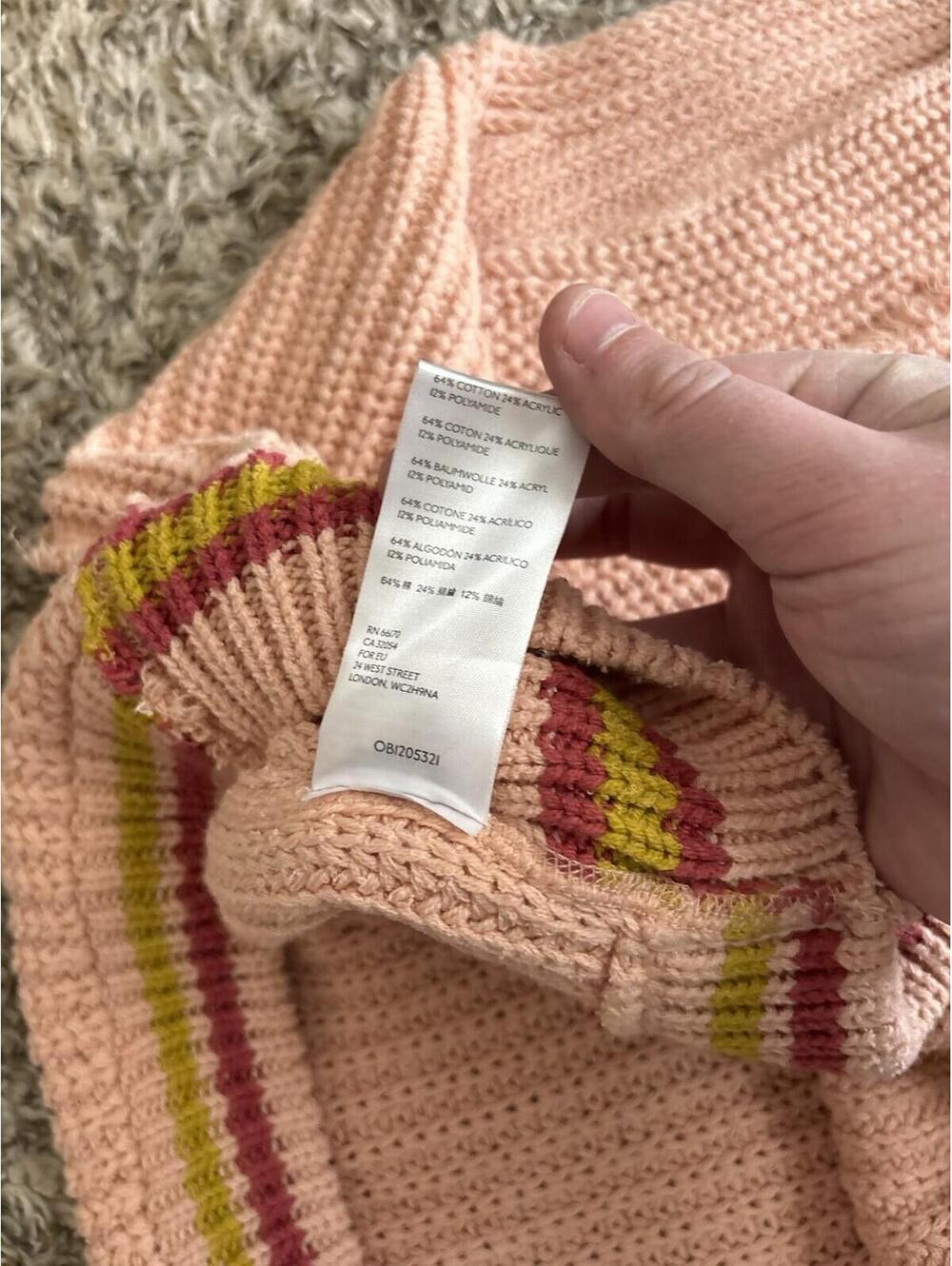 Free People Clyde Oversized Slouchy Sweater Vest Knit Coral Pink Women's Size XS - Picture 10 of 11